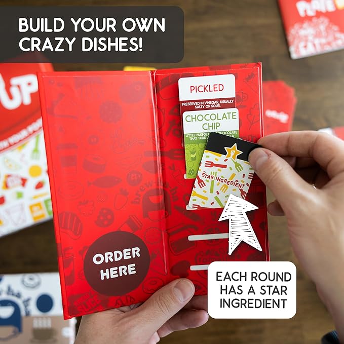 Blue Wasatch Games Plate It Up - A Foodie Party Game | Mix Ingredients and Make Crazy Dishes | Includes Over 350 Foods and Fun Scenarios | Ages 8+ | 3-6 Players | 20 Min to Play