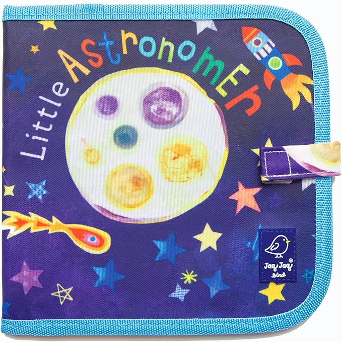 Jaq Jaq Bird Erasable Doodle Pad for Kids - Reusable Mess-Free Coloring and Toddler Learning Toys Set - Chalkboard and Drawing Books - Includes 4 ButterStix Chalks - Space