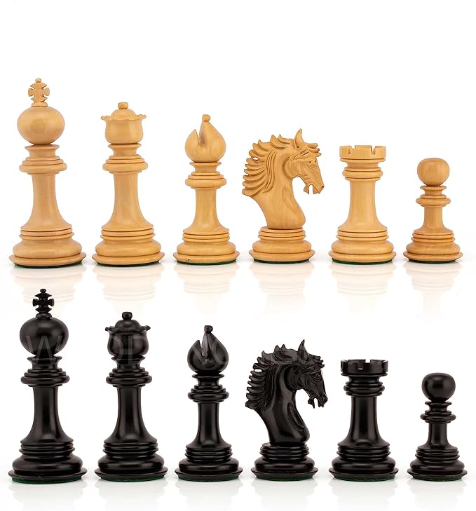 4.5” The Empero Luxury Artisan Series Chess Pieces Only - Triple Weighted (Ebony & Boxwood)