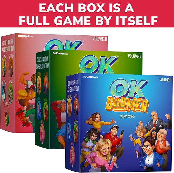 QUOKKA OK Boomer Family Game - Volume III - Board Games for Family Night - Trivia Card Games for Adults & Family Volume III - Fun Party Millennials vs Boomers Game for All Ages 12+