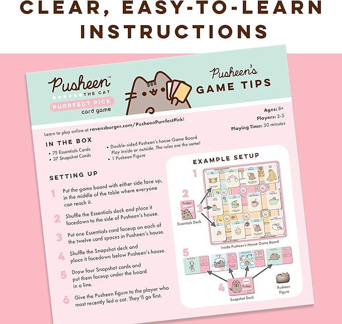 Ravensburger Pusheen Purrfect Pick Game - Fun Family Activity | Ideal for Cat Lovers and Pusheen Fans | Engaging Gameplay | Suitable for Ages 8 and Up | Pink Edition