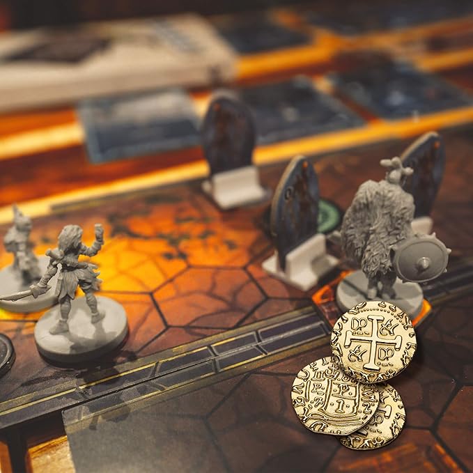 Large Metal Pirate Coins – 100 Gold Treasure Coin Set, Metal Replica Spanish Doubloons for Board Games, Tokens, Toys, Cosplay – Realistic Money Imitation for Treasure Chest - Size 1.18"