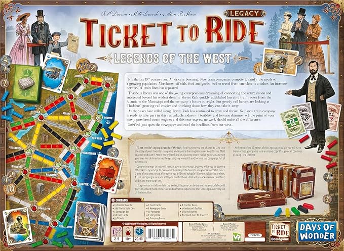Ticket to Ride Legacy: Legends of The West Board Game - The Ultimate Train Adventure! Strategy Game, Family Game for Kids & Adults, Ages 10+, 2-5 Players, 20-90 Min Playtime, Made by Days of Wonder