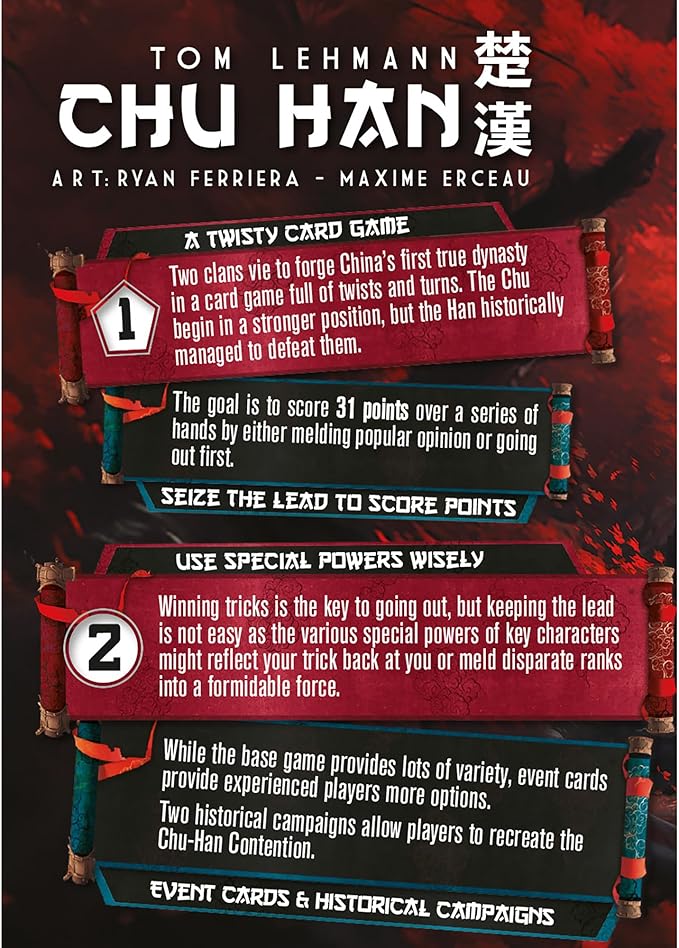 Chu Han - Strategy Card Game, Area Control Deck-Builder, Set in Ancient China, Historical Themed, Head-to-Head, Ages 12+, 2 Players, 45 Min