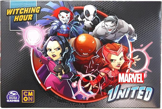 Spin Master Games, Marvel United: Witching Hour Expansion Pack with Scarlet Witch & Agatha Harkness Miniatures, Limited Edition Trade Show Exclusive, Board Games for Adults, 1-5 Players, Ages 14 & Up