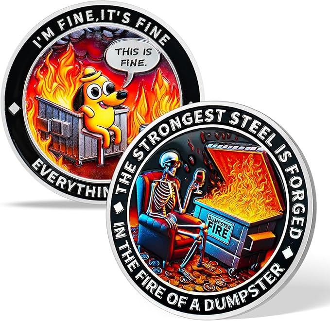 Memento Mori Coin Momento Mori Coin Skull Coin Stoic Gifts Memento Mori Calendar Living Memento Mori Amor Fati Coin (Calm in The Fire Skeleton Dog)