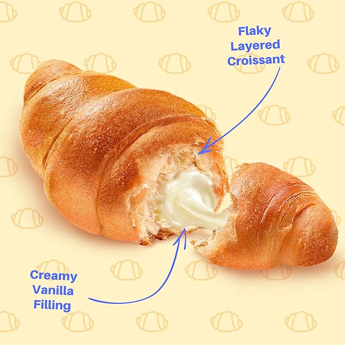 7Days Soft Croissant, Vanilla Croissant, Breakfast Pastry, Individually Wrapped On The Go Snack, Non-GMO, 2.65 Ounce (Pack of 6)