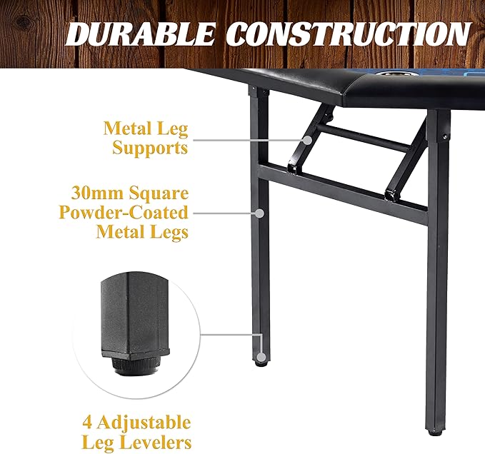 Barrington Poker Multiple Styles Folding Poker Table & Poker Table Top/Dining Table Collection, Durable Padded Rail Tables with Felt Playing Surface, Perfect for Texas Holdem Games