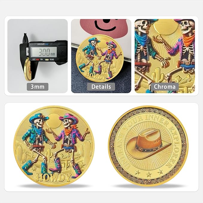 Memento Mori Coin Momento Mori Coin Skull Coin Stoic Gifts Memento Mori Calendar Living Memento Mori Amor Fati Coin (Cowboy Skeleton)