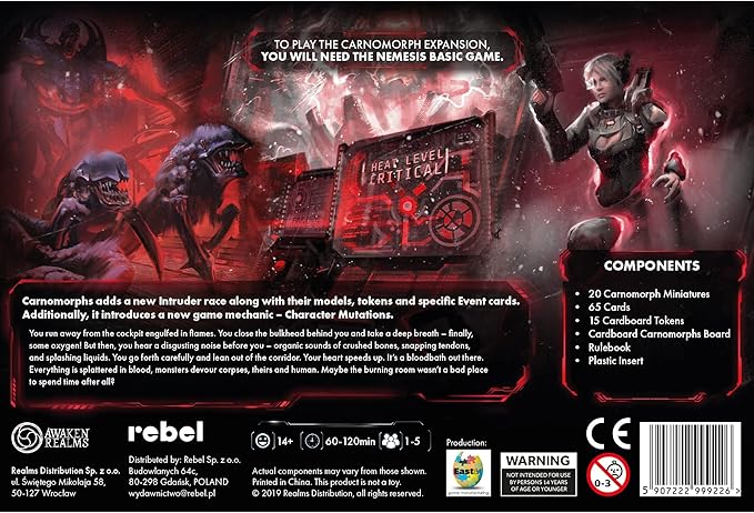 Nemesis Carnomorph Board Game EXPANSION - New Alien Race with Unique Mechanics! Miniatures Compatible with Classic, Aftermath & Lockdown, Ages 14+, 1-5 Players, 1-2 Hour Playtime, Made by Rebel Studio