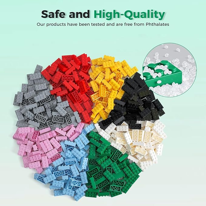 500 Piece Classic Building Bricks and 1 Gray Baseplate, 2x4 Bricks Bulk Creative Building Toys, Blocks Bulk for Kids Ages 6+, 8 Colors