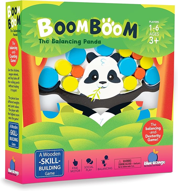 Tabletop Wooden Game, Balancing Preschool Educational, for Kids Friends Family School Parties Daycare, 1-4 Players, Ages 3+, Award Winning, BoomBoom The Balancing Panda by Blue Orange Games