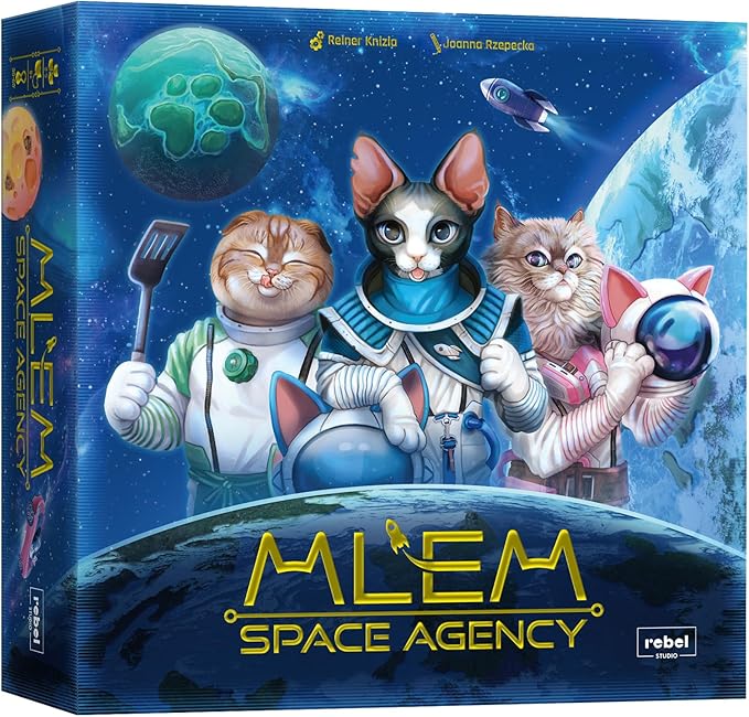MLEM: Space Agency Board Game - Purrfect Catstronaut Adventures! Dice-Rolling Strategy Game, Fun Family Game for Kids and Adults, Ages 8+, 2-5 Players, 30-45 Minute Playtime, Made by Rebel Studio
