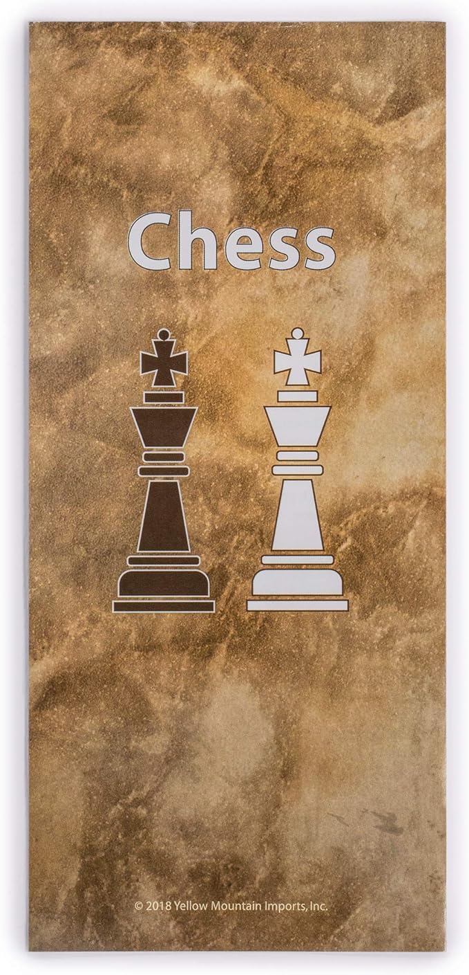 Yellow Mountain Imports Large 2-in-1 Travel Magnetic Chess & Checkers Board Game Set - 14 Inches - Folding, Portable, Multi-Game Set