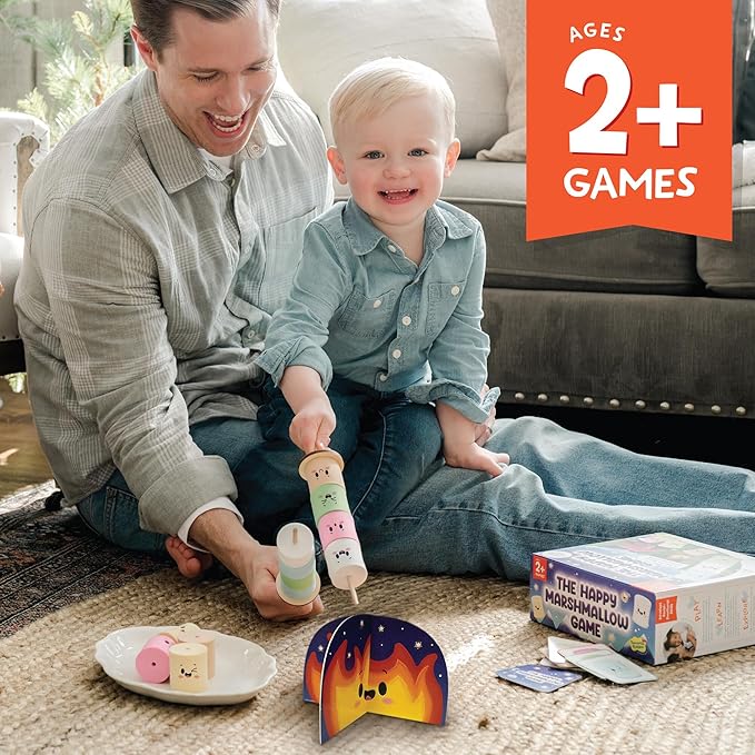 Peaceable Kingdom Happy Marshmallow Toddler Game - Develops Fine Motor Skills and Color Matching for Kids Ages 2 and Up