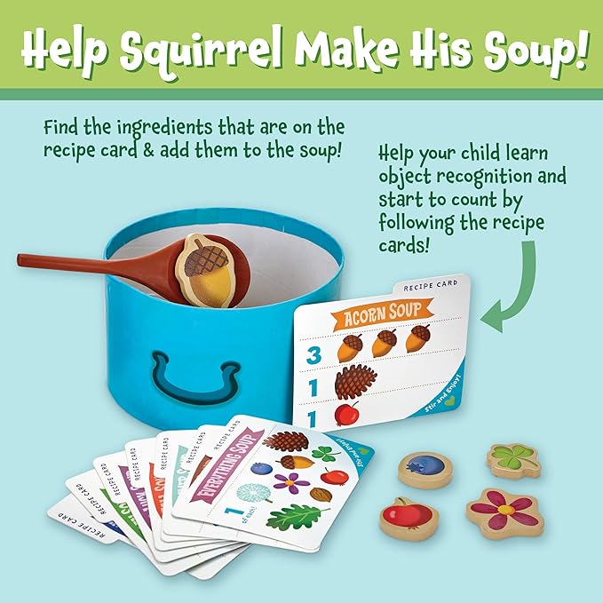 Peaceable Kingdom Acorn Soup – Game for You and Your 2 + Year Old – Fun Toddler Games Ages 2–4 That Teach Numbers and Counting Skills