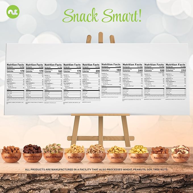 NUT CRAVINGS - Mixed Nuts Gift Basket in White Gold Box (9 Assortments) Food Arrangement, Healthy Snack Care Package, Kosher