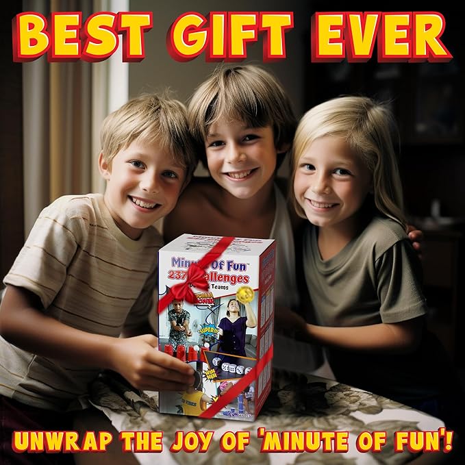 Funwares Minute of Fun Game - Minute to Win It Games for Kids, Adults, Teens, Families, Game Night, Gift for Home, Birthdays, or Travel. 2-12 Players! Original - 237 Challenges