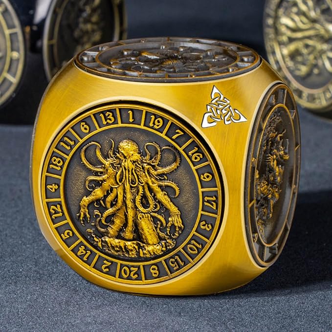 7 in 1 Spinner DND Dice Set D&D, Metal D and D Dice with Gift Box, Dungeons Dragons Role Playing Dice, Gold