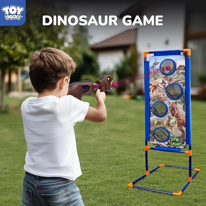 TOY Life Dinosaur Shooting Toys for Kids 5-7 with 2 Air Pump Guns, Target Shooting Games with 36 Foam Balls, Outdoor Activities Games for Kids Competition Game Gift for Boys