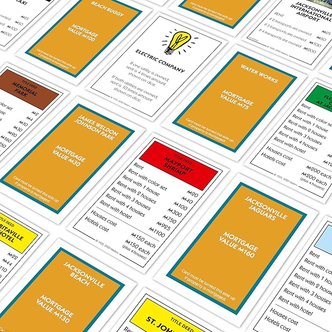 Monopoly Board Game – Jacksonville, FL Edition: 2-6 Players Family Board Games for Kids and Adults, Board Games for Kids 8 and Up, Ideal for Game Night