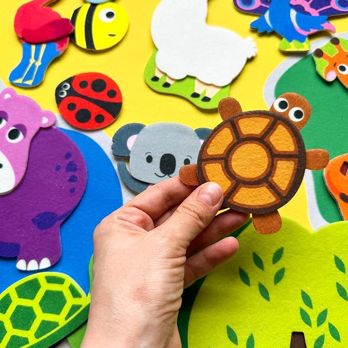 QUOKKA Zoo Felt Board for Kids 3-5 Years Old - Social Emotional Preschool Learning Activities for Ages 2-4
