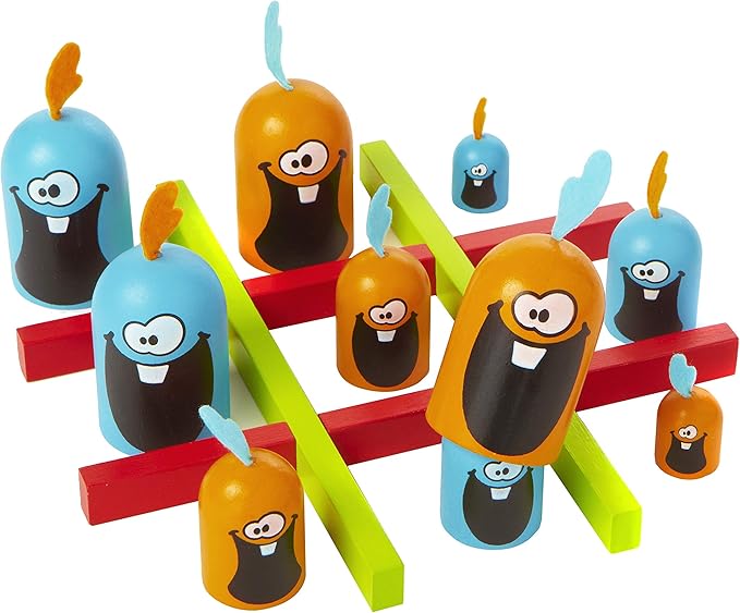 Gobblet Gobblers (Wood), Tic Tac Toe Strategy Board Game, Award Winning Kids and Family Friendly Educational Board Game, 2 Players, Ages 5+, by Blue Orange Games- The Original Game!