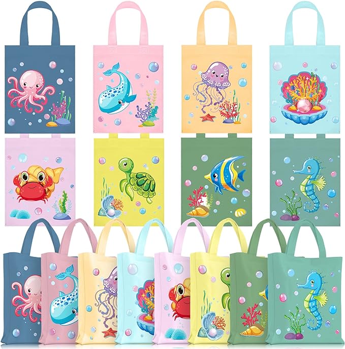 Ferraycle 24 Pcs Sea Animals Party Favor Bags Under the Sea Goodie Bags Cute Marine Favors Treat Supplies for Baby Shower Birthday Party Decor