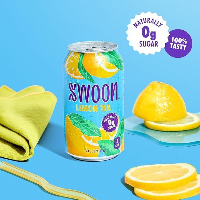 Swoon Lemon Tea - Sugar Free, Low Carb, Paleo-Friendly, Gluten Free - Flavored Keto Drinks Made with Organic Black Tea and Sweetened by Monk Fruit and Stevia (Pack of 12)
