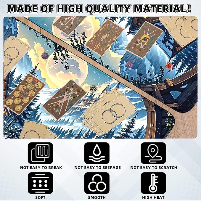 MTG Playmat- Stitched Edges Forest TCG Playmat-Non-Slip Landscape Play Mat Smooth Surface Rubber Base Board Game Mousepad 24x14 inches for Trading Card Game Playing with Storage Bags
