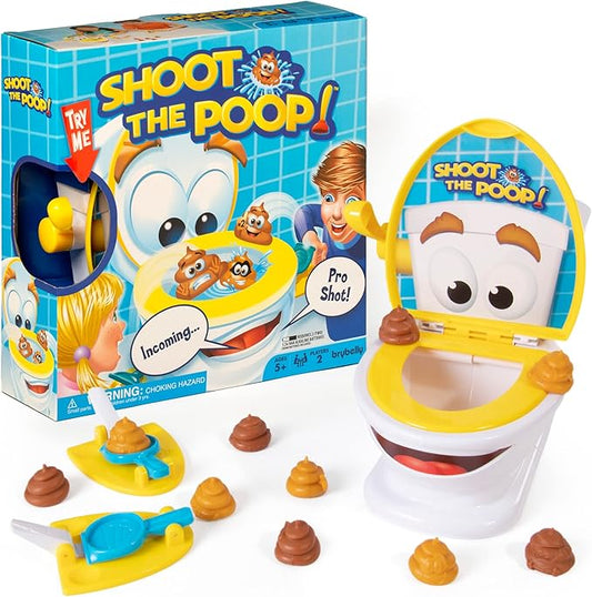 Brybelly The Original Shoot The Poop - Funny Family Game - Fast and Frenzied Flushing Poop Game with Fun Sounds for Kids