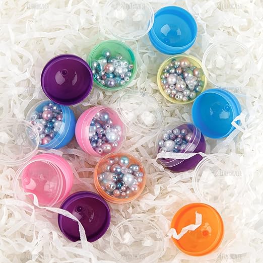 AUEAR, Colorful Small Round Capsules 1.1 Inch Vending Machine Empty Plastic Gumball Containers for Party Favor Prize (250 Packs)