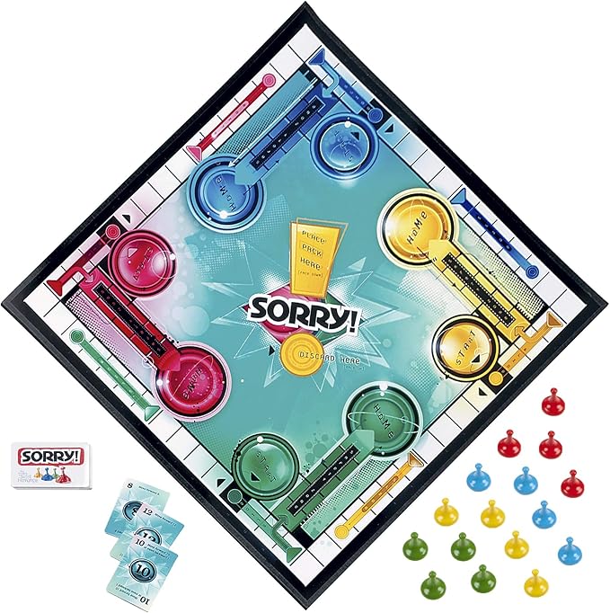 Hasbro Gaming Sorry! Family Board Games for Kids and Adults, 2 to 4 Players, Ages 6 and Up (Amazon Exclusive)