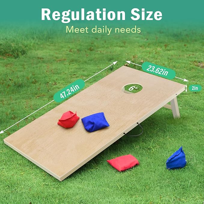 Cornhole Board Set, 4 ft x 2 ft Regulation Size Corn Hole Game Set for Adults with Set of 8 Corn Hole Toss Bags and Carrying Case