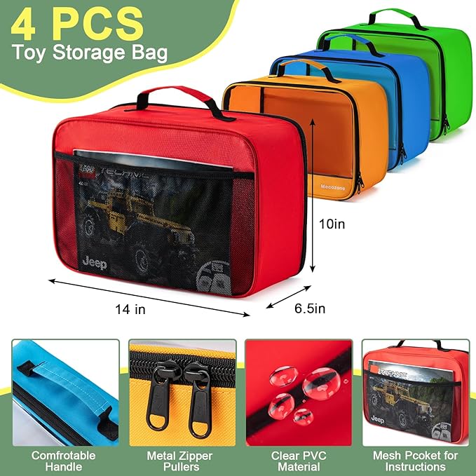 4 PCS Toys Storage Bag, Classic Bricks Building Set Storage Bag, Travel Case for Building Toys, Puzzles,X Large Size