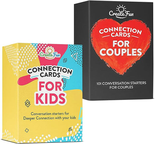 Conversation Cards Set for Kids & Adults - 202 Family Conversation Starters for Deeper Connection for Couples & Children - Engaging & Fun Connection Cards for Ages 3-103 - Help Improve Family Bonding