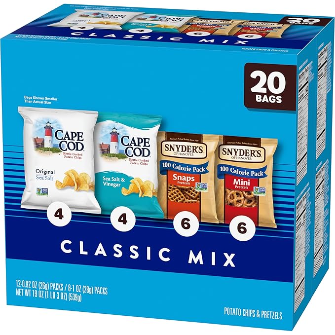 Snyder's of Hanover and Cape Cod Classic Mix Variety Pack, 20 Count Snack Bags