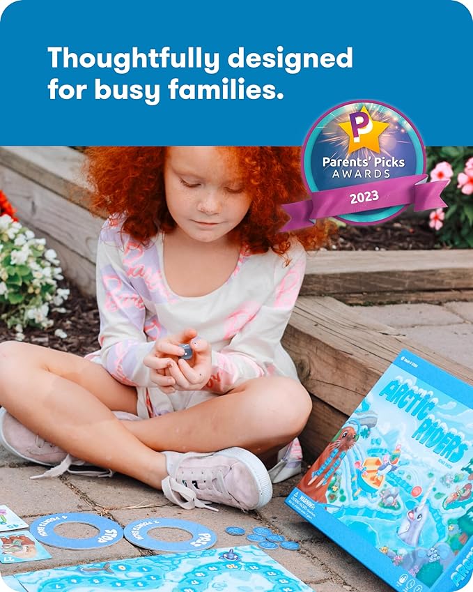 SimplyFun Arctic Riders - Educational & Fun Math Games for Kids - Practice Upper Level Addition & Subtraction Skills for Kids 7 & Up - 2 to 4 Players