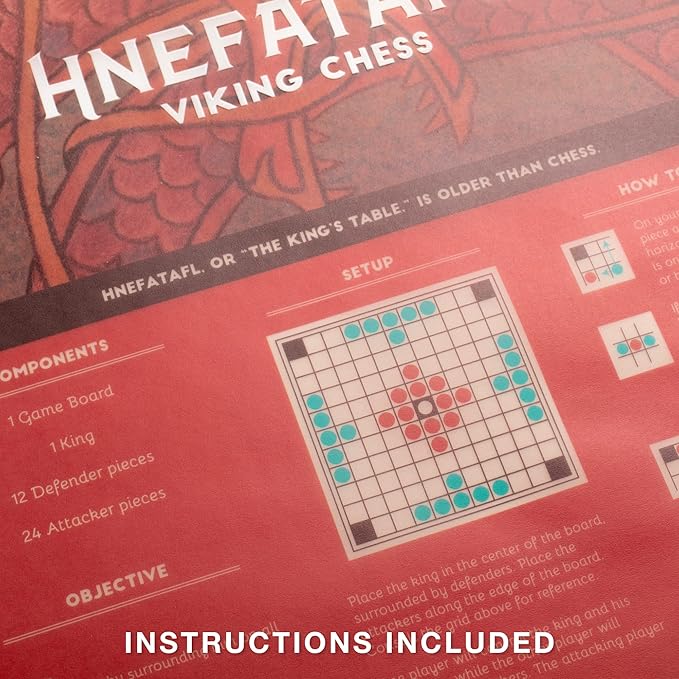 Hnefatafl Viking Chess Set - Authentic, Traditional Two-Player Strategy Board Game Classic - Historic European Tabletop Asymmetric War Game