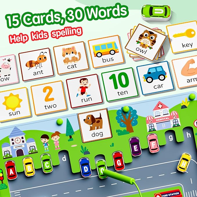 2 in 1 Magnetic Color and Number Maze Magnet Alphabet Counting Car Puzzle Double Sided Board Fine Motor Skills Montessori Educational Preschool Toys for Boys and Girls 3-5 Age (Car Maze, One Size)