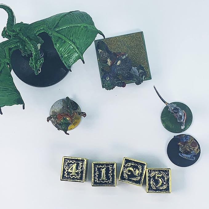 Metal Dice Set Collection for DND and All TRPG Games (Nightwatch, Gold 4D6)