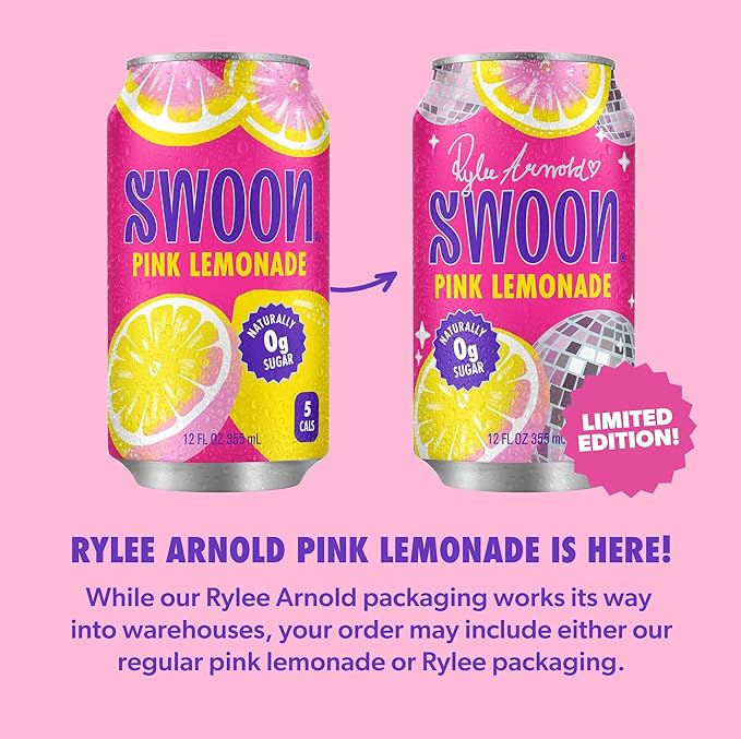Swoon Pink Lemonade - Low Carb, Paleo-Friendly, Gluten-Free Keto Drink - Sugar Free Strawberry Lemonade Made with 100% Lemon Juice Concentrate & Sweetened by Monk Fruit, 12 Fl oz (Pack of 12)