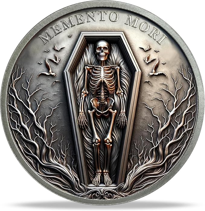 Memento Mori Coin Momento Mori Coin Skull Coin Stoic Gifts Memento Mori Calendar Living Memento Mori Amor Fati Coin (Memento Mori Coin - 2)