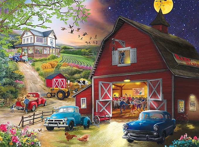 Buffalo Games - Bigelow Illustrations - Farm Life Day and Night - 1000 Piece Jigsaw Puzzle for Adults -Challenging Puzzle Perfect for Game Nights - Finished Size is 26.75 x 19.75