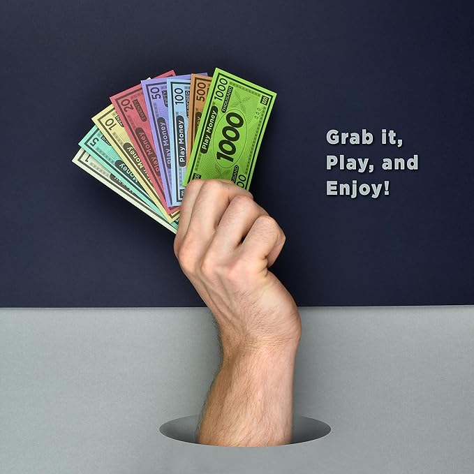 Queensell Play Money Suitable for Monopoly Board Game – 480 pcs of 60 Each Bill Denomination – Double Sides Printing Paper Money for Pretend Play Cashier, Monopoly Money Refill Packs - 480 pcs