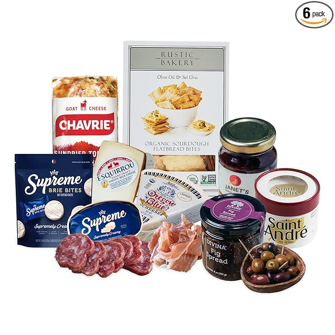 The Cheese Lover Shop Ultimate Box, Platter with 6 Gourmet Cheeses and 6 Accompaniments, Cheese Sampler Gift Set