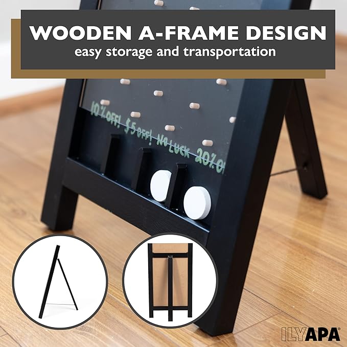 Ilyapa Board - Large Portable Prize Drop Game for Events and Trade Show - 14 x 24 Inch Wooden Sign Penny Drop Game - Chalk, Magnetic Eraser