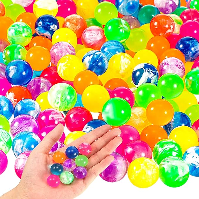 Leitee 500 Pcs Bouncy Balls Bulk, 0.78 Inch/ 20 mm Small Neon Swirl Bouncing Balls for Vending Machine, Kids Birthday Party Favors and Class Prizes