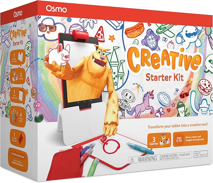 Osmo Creative Starter Kit - 3 Educational STEM Games for Ages 5-10, Drawing & Physics - For Fire Tablets