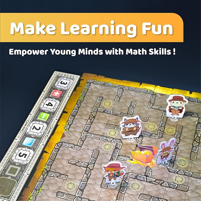 iCore Math Games for Kids 8-12, Board Game, 2-4 Players, Ages 6+